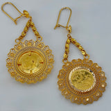 21K Gold Lira Drop Earrings – 15.47 Grams | 205803