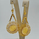 21K Gold Lira Drop Earrings – 15.47 Grams | 205803