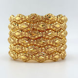 High Karat Gold Textured Wave Bangle Set – Set of 6 | 75.95g | Size Medium (Model 200793)