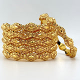 High Karat Gold Textured Wave Bangle Set – Set of 6 | 75.95g | Size Medium (Model 200793)