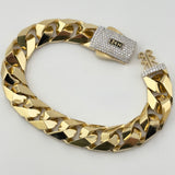 14k Yellow Gold Puff Cuban Link Diamond Bracelet 19.36 grams | 205822