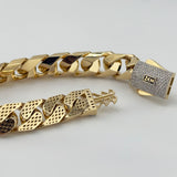 14k Yellow Gold Puff Cuban Link Diamond Bracelet 19.36 grams | 205822