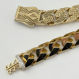 14k Yellow Gold Puff Cuban Link Diamond Bracelet 19.36 grams | 205822