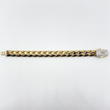 14k Yellow Gold Puff Cuban Link Diamond Bracelet 19.36 grams | 205822