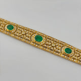 18K Gold Emerald & Diamond Gemstone Bracelet 51.44 grams | 205929