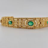 18K Gold Emerald & Diamond Gemstone Bracelet 51.44 grams | 205929