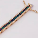 18K Gold Natural Diamond & Emerald Gemstone Bracelet 17.43 grams | 205944