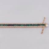 18K Gold Natural Diamond & Emerald Gemstone Bracelet 17.43 grams | 205944