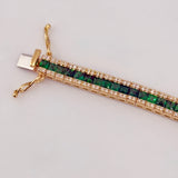 18K Gold Natural Diamond & Emerald Gemstone Bracelet 17.43 grams | 205944