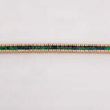18K Gold Natural Diamond & Emerald Gemstone Bracelet 17.43 grams | 205944