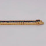 18K Gold Natural Diamond & Emerald Gemstone Bracelet 17.43 grams | 205944