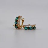 18K Gold Natural Emerald & Diamond Gemstone Earrings 3.04 grams | 205948