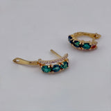 18K Gold Natural Emerald & Diamond Gemstone Earrings 3.04 grams | 205948
