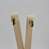 18K Gold Natural Emerald & Diamond Gemstone Earrings 3.04 grams | 205948