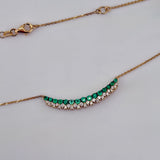 18K Gold Emerald & Diamond Gemstone Necklace 3.93 grams 18 Inch | 205951