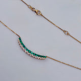 18K Gold Emerald & Diamond Gemstone Necklace 3.93 grams 18 Inch | 205951