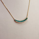 18K Gold Emerald & Diamond Gemstone Necklace 3.93 grams 18 Inch | 205951