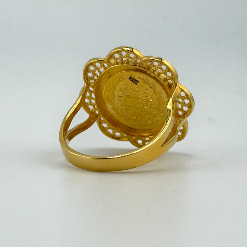Bold Traditional 21K Gold Rashadi Coin Ring 5.73 grams | 201098 ...