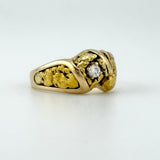 Natural Diamond 24k Nugget & 14k Gold Ring 11 grams | 192650