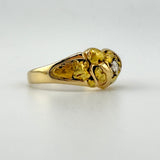Natural Diamond 24k Nugget & 14k Gold Ring 11 grams | 192650
