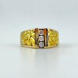 Natural Diamond 24k Nugget & 14k Gold Ring 10 grams | 188688