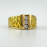 Natural Diamond 24k Nugget & 14k Gold Ring 10 grams | 188688