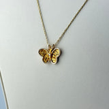 24k Nugget Butterfly 14k Gold Necklace 4.98 grams | 201134