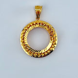 21K Gold 1-Row Beaded Coin Frame Pendant 7.11 grams | 206516