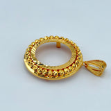 21K Gold 1-Row Beaded Coin Frame Pendant 7.11 grams | 206516