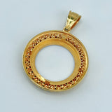 21K Gold 1-Row Beaded Coin Frame Pendant 7.11 grams | 206516
