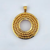 21K Gold 3-Row Beaded Coin Frame Pendant 14.95 grams | 206517
