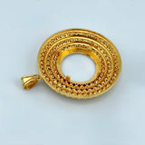 21K Gold 3-Row Beaded Coin Frame Pendant 14.95 grams | 206517