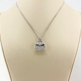14K White Gold Purse Necklace Sapphire & Diamond | 120311