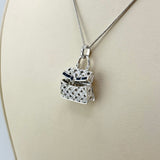 14K White Gold Purse Necklace Sapphire & Diamond | 120311