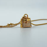 14K Yellow Gold Purse Necklace Sapphire & Diamond | 201641