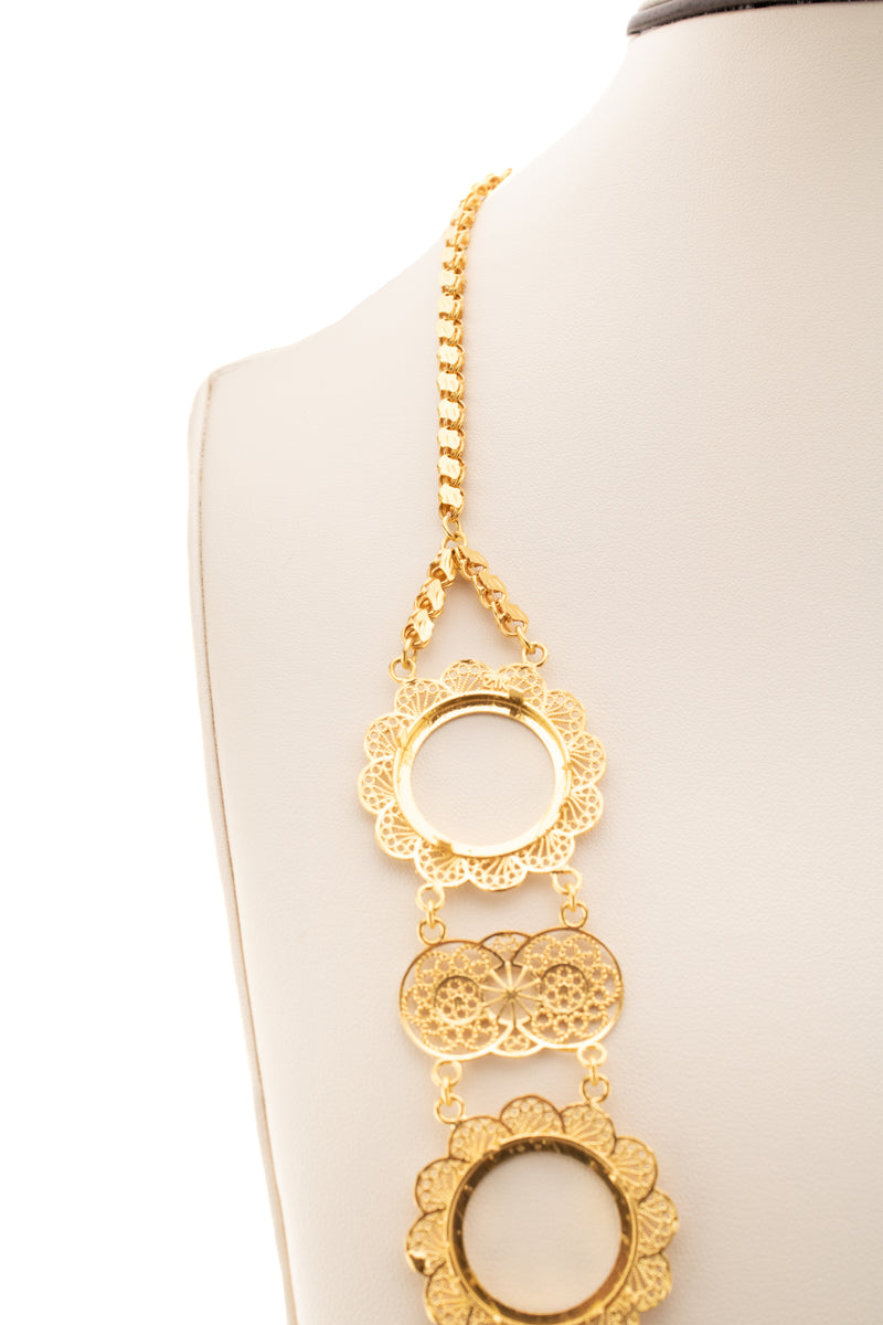 Gold Coin Klada Necklace - Coin Frame Bezel Lira