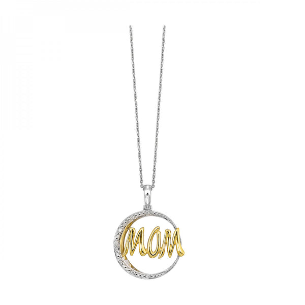 Gold & Silver Mom Diamond Pendant