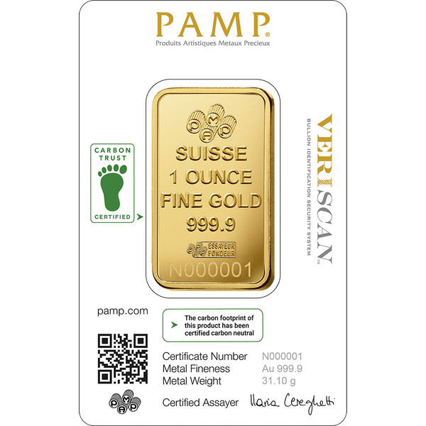 Carbon Reduced Lady Fortuna™ 1oz Gold Minted Bar